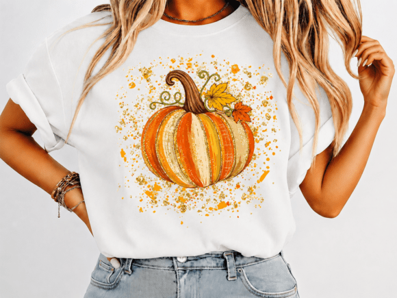 Fall Pumpkin Brushstroke T-shirt Design