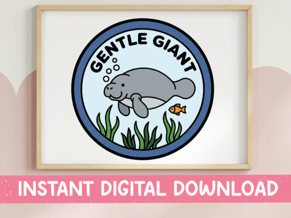 Gentle Giant Manatee Nature Badge: Graphics for T-Shirt Designs