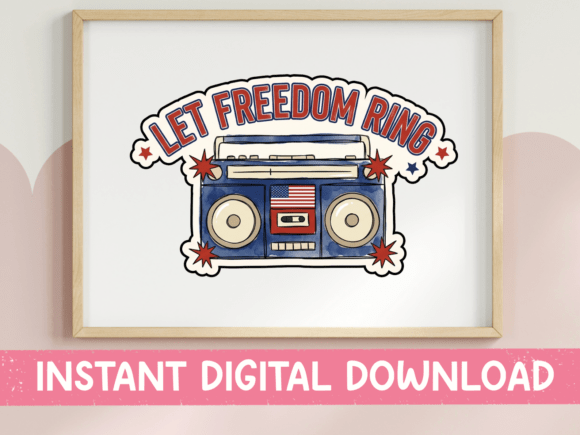 Let Freedom Ring Patriotic Boombox Graphics and T-Shirt Designs