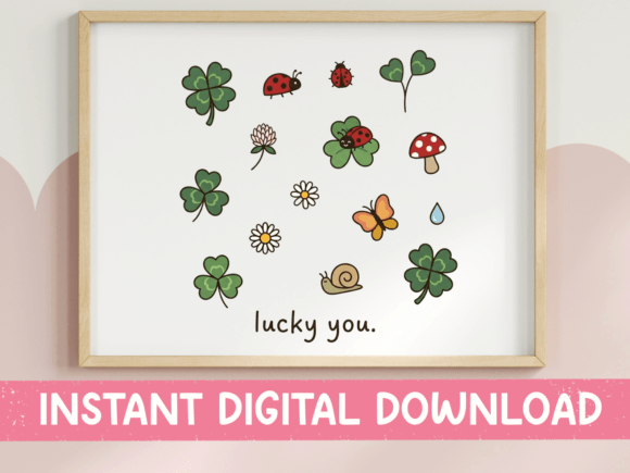 Lucky You Four Leaf Clover Print Graphics