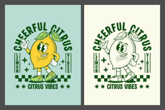 Poster Retro Lemon Character Design: Graphics for T-Shirt Designs