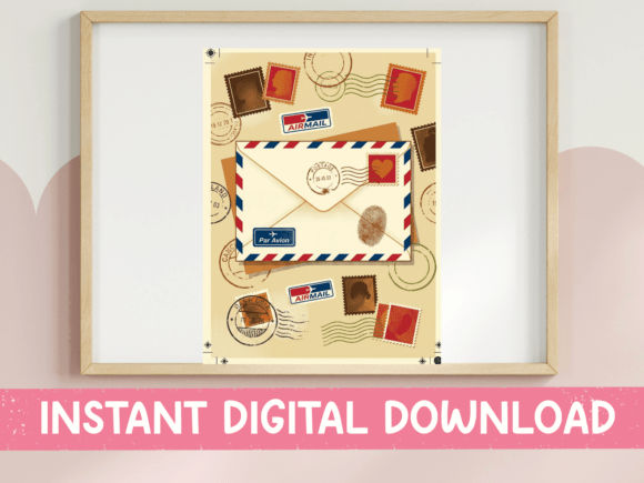 Vintage Air Mail Letter Postage Print Graphics